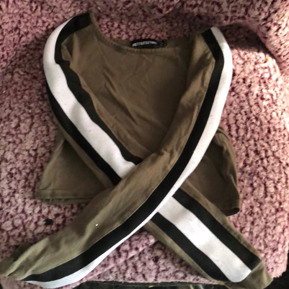 Army green crop top